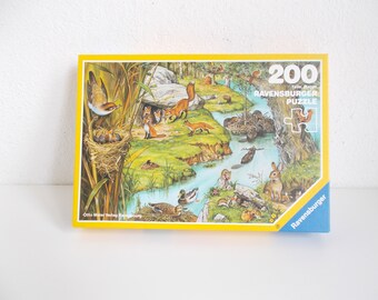 Ravensburger Vintage Kinder Puzzle "Tierbauten" 200 Teile Design Pierre Couronne
