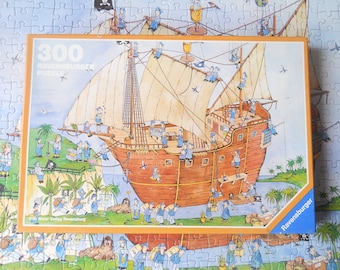 Ravensburger vintage kinderpuzzel &quot;Het piratenschip&quot; 300 stukjes ontwerp Christian Kämpf