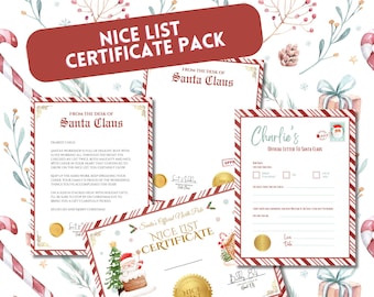 Editable Nice List Certificate | Christmas Wish List | Editable Letter from Santa | Customizable | Personalized | Christmas Letters