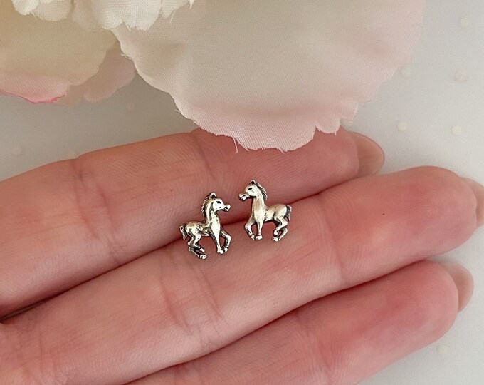Horse Earrings in Sterling Silver Kids Earrings Girls Etsy