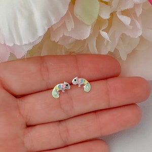 Chameleon earrings in sterling silver | Girls earrings | Kids earrings | Lizard earrings | Riptile lover jewelry | Hypoallergenic earrings