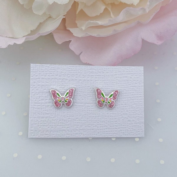 Sterling silver butterfly stud earrings | Toddler earrings | Kids earrings | Children earrings | Little girls earrings | Hypoallergenic