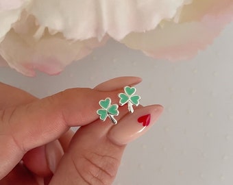 Sterling silver clover earrings | Shamrock earrings | St. Patrick's Day jewelry | Sensitive ear earrings | Kids earrings | Girl earrings