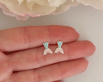 Sterling silver mermaid tail stud earrings | Kids earrings | Toddler earrings | Little girl earrings | Hypoallergenic jewelry