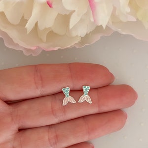 Sterling silver mermaid tail stud earrings | Kids earrings | Toddler earrings | Little girl earrings | Hypoallergenic jewelry