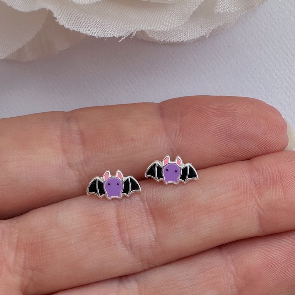 Bat stud earrings | Halloween earrings | 925 Sterling silver earrings | Kids earrings | Girls earrings | Hypoallergenic earrings