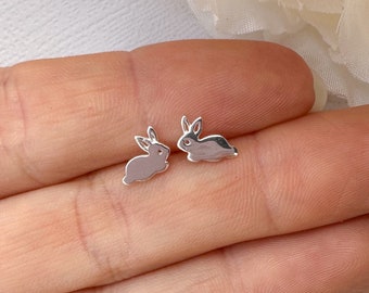 Sterling silver bunny earrings | Rabbit stud earrings | Kids earrings | Animal jewelry | Hypoallergenic post earrings