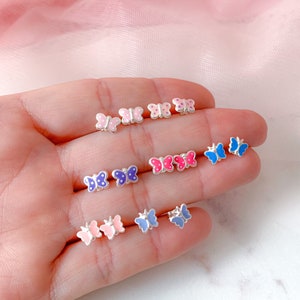 Sterling silver butterfly stud earrings | Kids earrings | Toddler earrings | Little girls earrings | Children jewelry