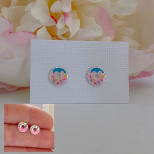 Sterling silver donut stud earrings | Hypoallergenic kids earrings | Girls earrings | Toddlers earrings | Children jewelry.