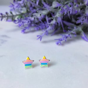Sterling silver rainbow star stud earrings | Kids earrings | Toddler earrings | Little girls earrings | Hypoallergenic earrings