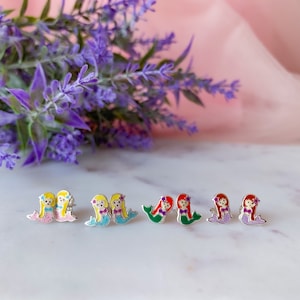 Mermaid  earrings | Kids earrings | Toddler earrings | Little girl earrings | Hypoallergenic studs | Mermaid jewelry