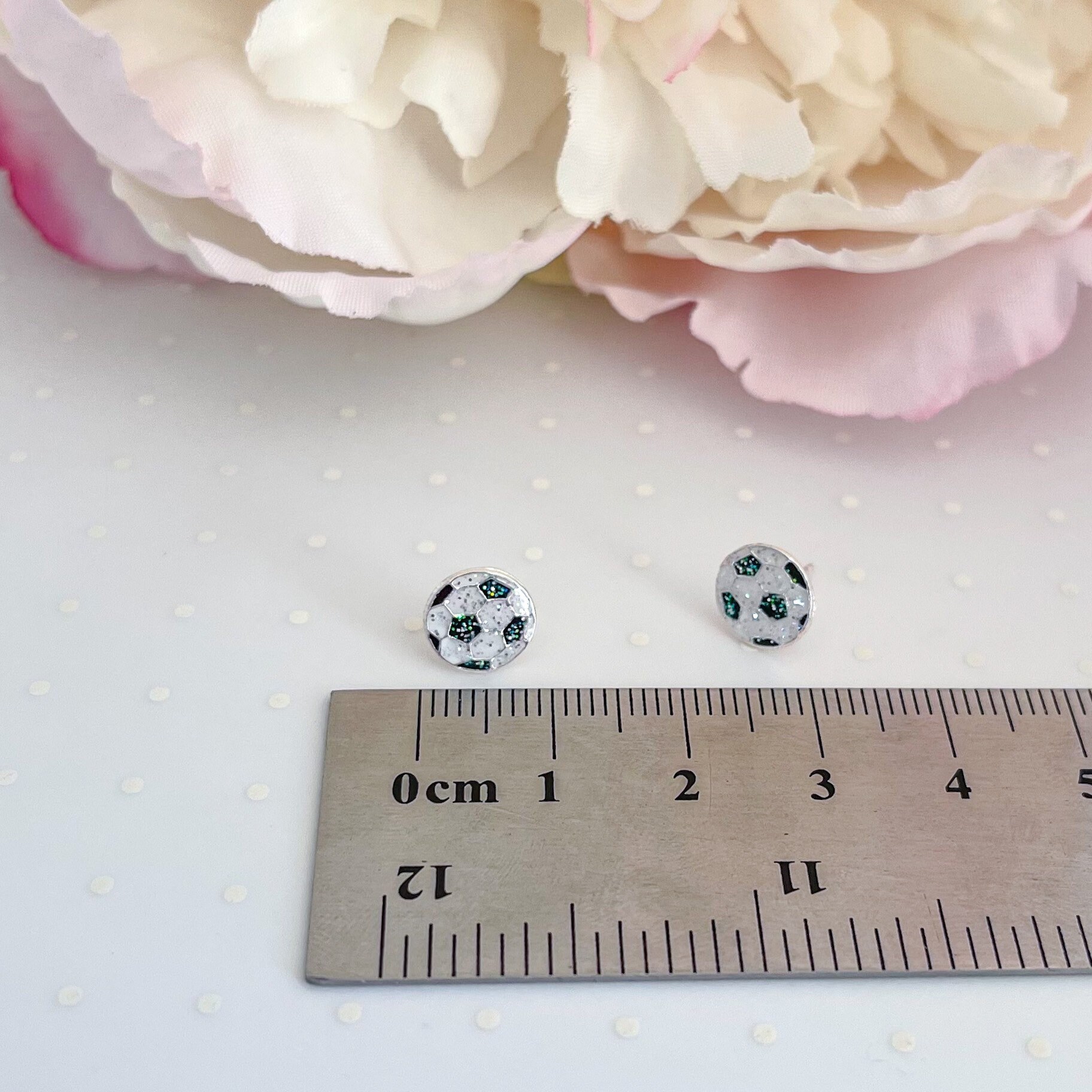 Sterling Silver Soccer Ball Stud Earrings Kids Etsy