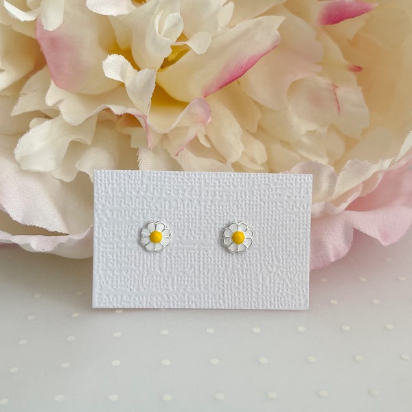 Sterling silver daisy stud earrings | Kids earrings | Hypoallergenic toddler earrings | Girls earrings | Children jewelry