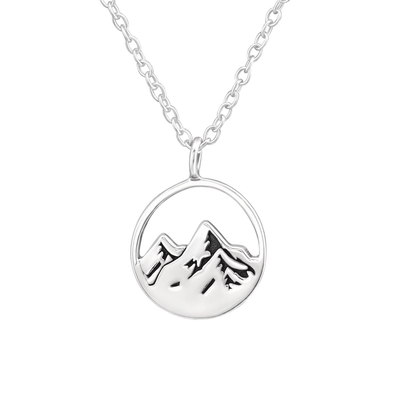 Halsband för berg i sterlingsilver | Halsband för vandring | Gåva för friluftsmänniskor | Gåva för naturälskare | Elegant silverhalsband Silver