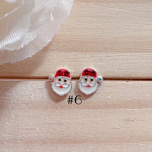 Sterling silver Santa stud earrings | Kids earrings | Girls earrings | Christmas earrings | Holidays jewelry | Hypoallergenic stud earrings image 7