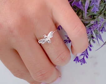 Bee silver ring | Honeybee ring | Bumblebee ring | Bee silver jewelry | Nature silver ring | Women rings | Small bee ring | Gift for her.