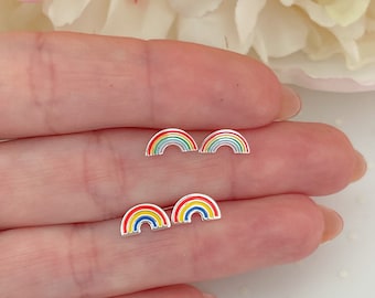 Sterling silver rainbow earrings | Kids earrings | Toddler earrings | Hypoallergenic studs | Gay pride earrings  | LGBT jewelry
