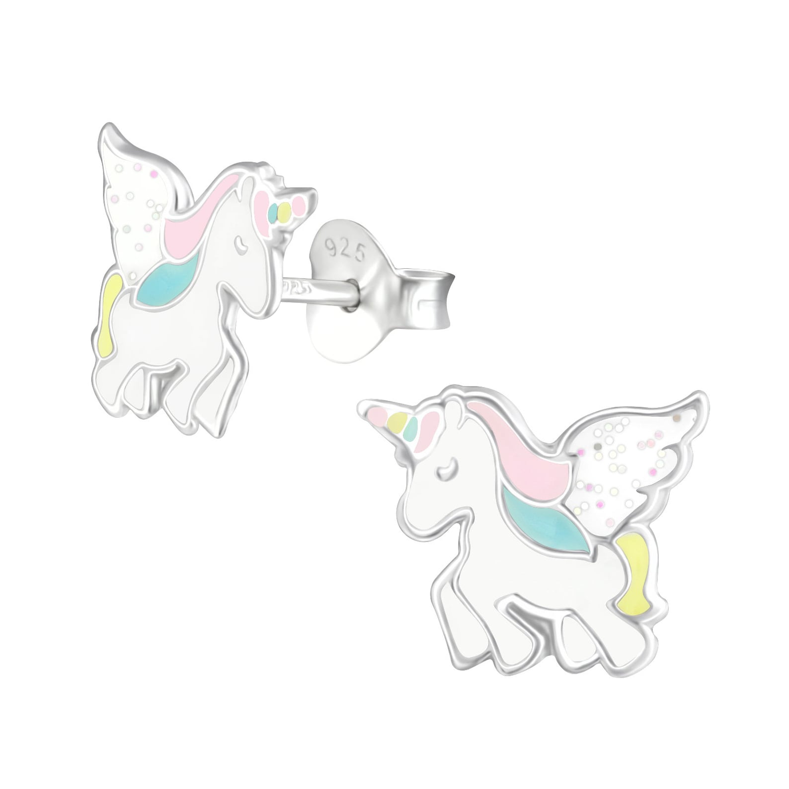 Unicorn With Wings Silver Stud Earrings for Girls Unicorn - Etsy