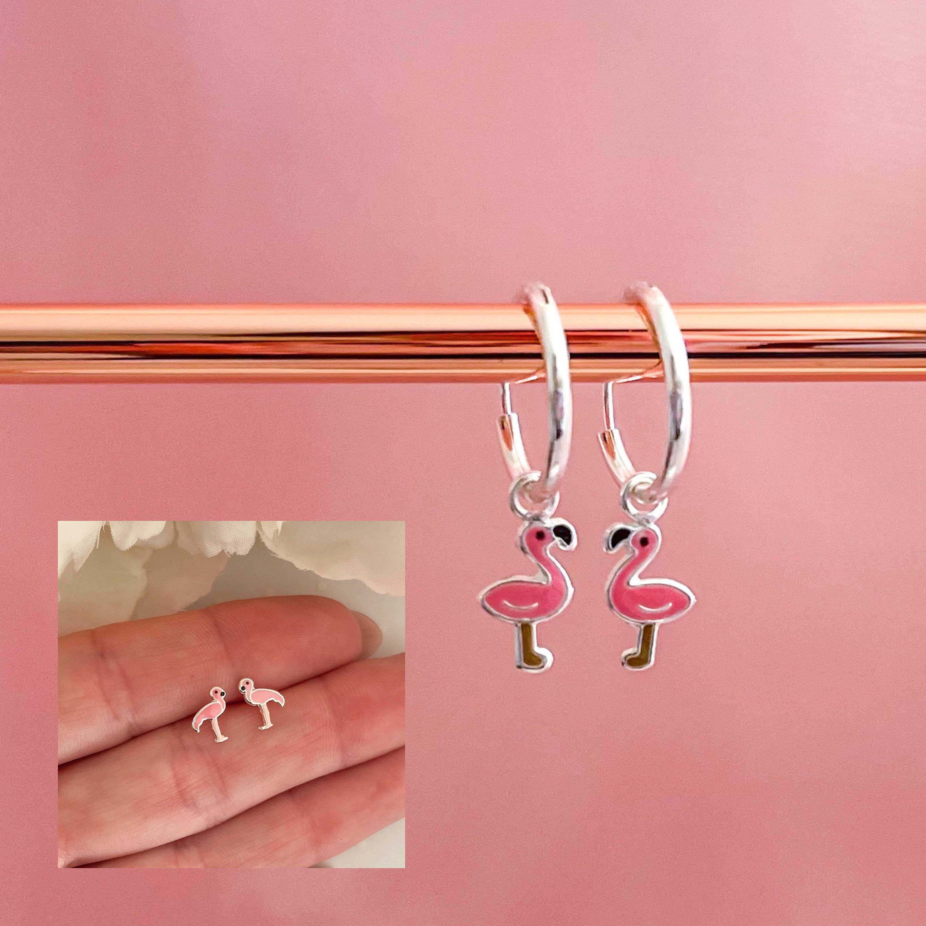 Orecchini pendenti con fenicotteri turchesi o rosa: divertenti gioielli