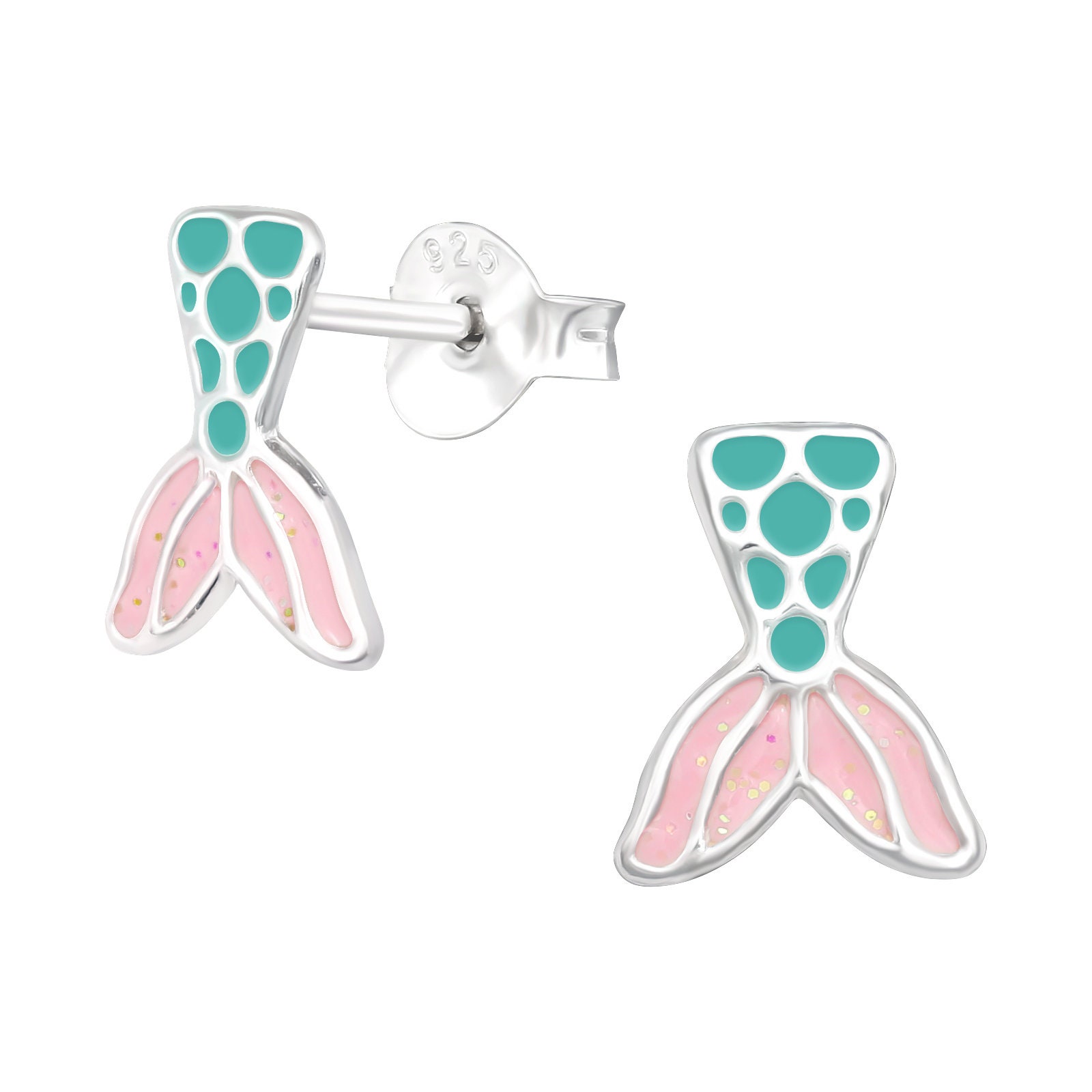 Sterling Silver Mermaid Tail Stud Earrings Kids Earrings | Etsy