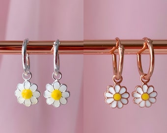 Créoles marguerites | Créoles jeune fille | Boucles d'oreilles huggies pour ados | Boucles d'oreilles pour tout-petits | Petites créoles | Créoles pour enfants