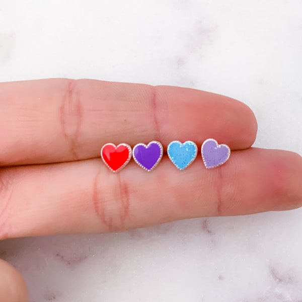 Sterling silver heart stud earrings | Toddler earrings | Kids earrings | Children jewelry | Earrings for girls | Hypoallergenic earrings