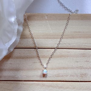Tiny genuine Opal necklace in 925 sterling silver | October birthstone jewelry | Dainty Opal necklace | Waterproof jewelry | Hypoallergenic