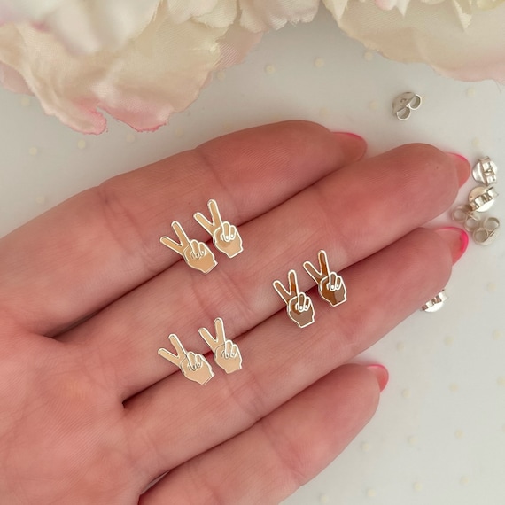 Peace hand sign earrings | Kids earrings | Young girl earrings | Toddler earrings | Hypoallerenic jewelry