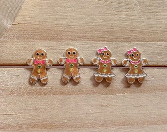 Sterling silver Gingerbread man stud earrings | Kids Christmas earrings | Children earrings | Hypoallergenic enamel earrings