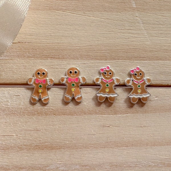 Sterling silver Gingerbread man stud earrings | Kids Christmas earrings | Children earrings | Hypoallergenic enamel earrings