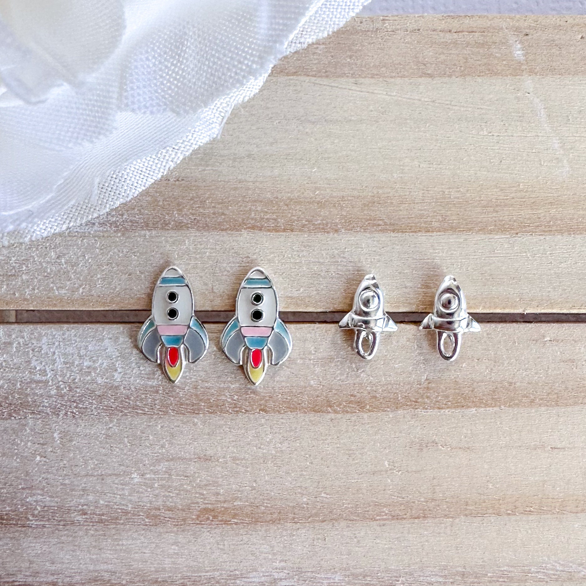 925 Sterling silver rocket ship stud earrings | Space lovers gift | Kids earrings | Girls earrings | Hypoallergenic, nickel and lead free