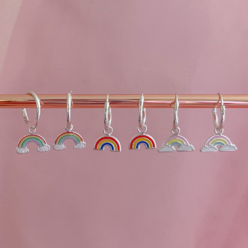 Girls 925 Sterling Silver Hoop Rainbow Star earrings Boxed Childrens Girls 925 Sterling Silver Hoop Rainbow Star earrings Boxed Childrens