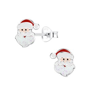Sterling silver Santa stud earrings | Kids earrings | Girls earrings | Christmas earrings | Holidays jewelry | Hypoallergenic stud earrings image 6