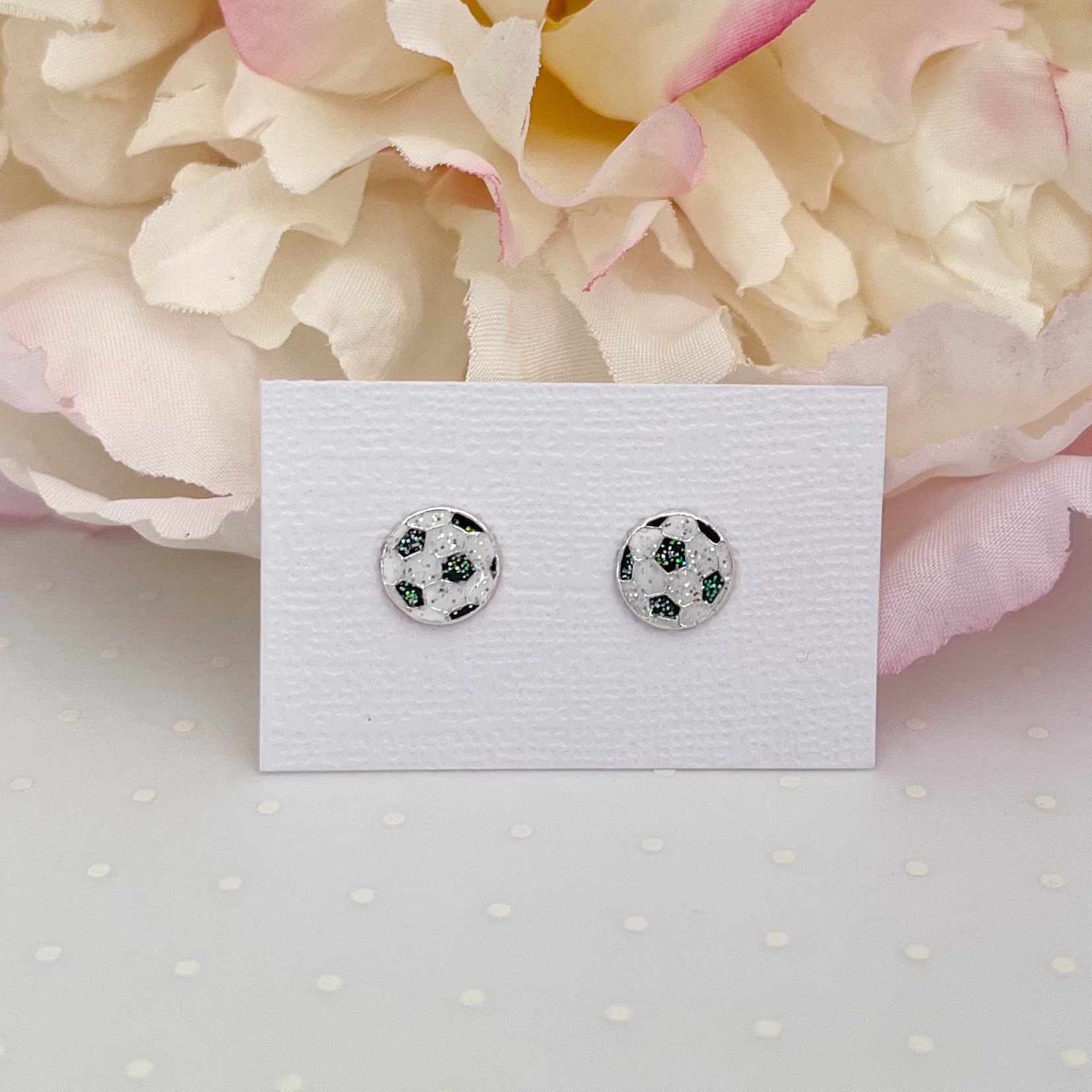 Sterling Silver Soccer Ball Stud Earrings Kids Etsy