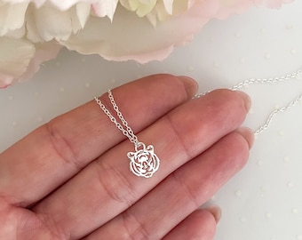 Sterling silver tiger necklace | Year of the tiger pendant | Tiger charm jewelry