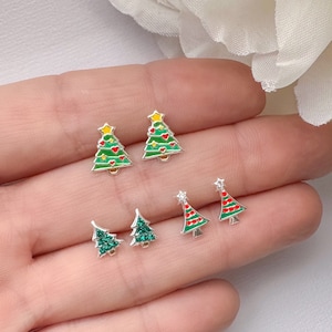 Christmas tree earrings | Kids earrings | Girls earrings | Toddler earrings | Holidays jewelry | Hypoallergenic stud earrings