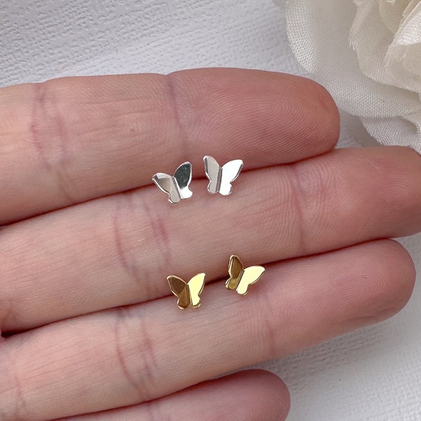925 Sterling silver butterfly stud earrings | Minimalist earrings | Dainty earrings | Everyday earrings | Hypoallergenic jewelry