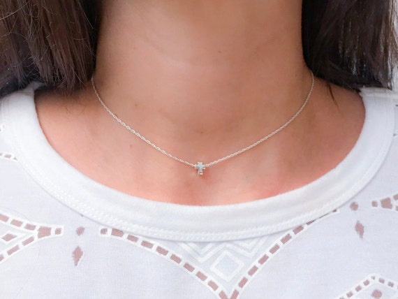 Cross choker necklace silver shop