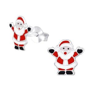 Sterling silver Santa stud earrings | Kids earrings | Girls earrings | Christmas earrings | Holidays jewelry | Hypoallergenic stud earrings image 4