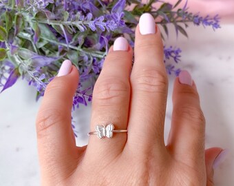 Dainty silver butterfly ring | Butterfly jewelry | Rings for women | Rings for girls | Delicate silver rings | Minimalist rings.