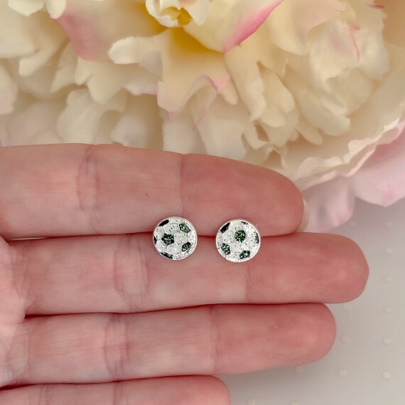 Sterling Silver Soccer Ball Stud Earrings Kids Etsy