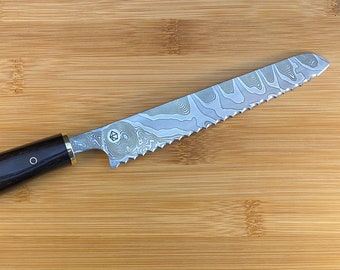 Twisted Damascus Bread Knife