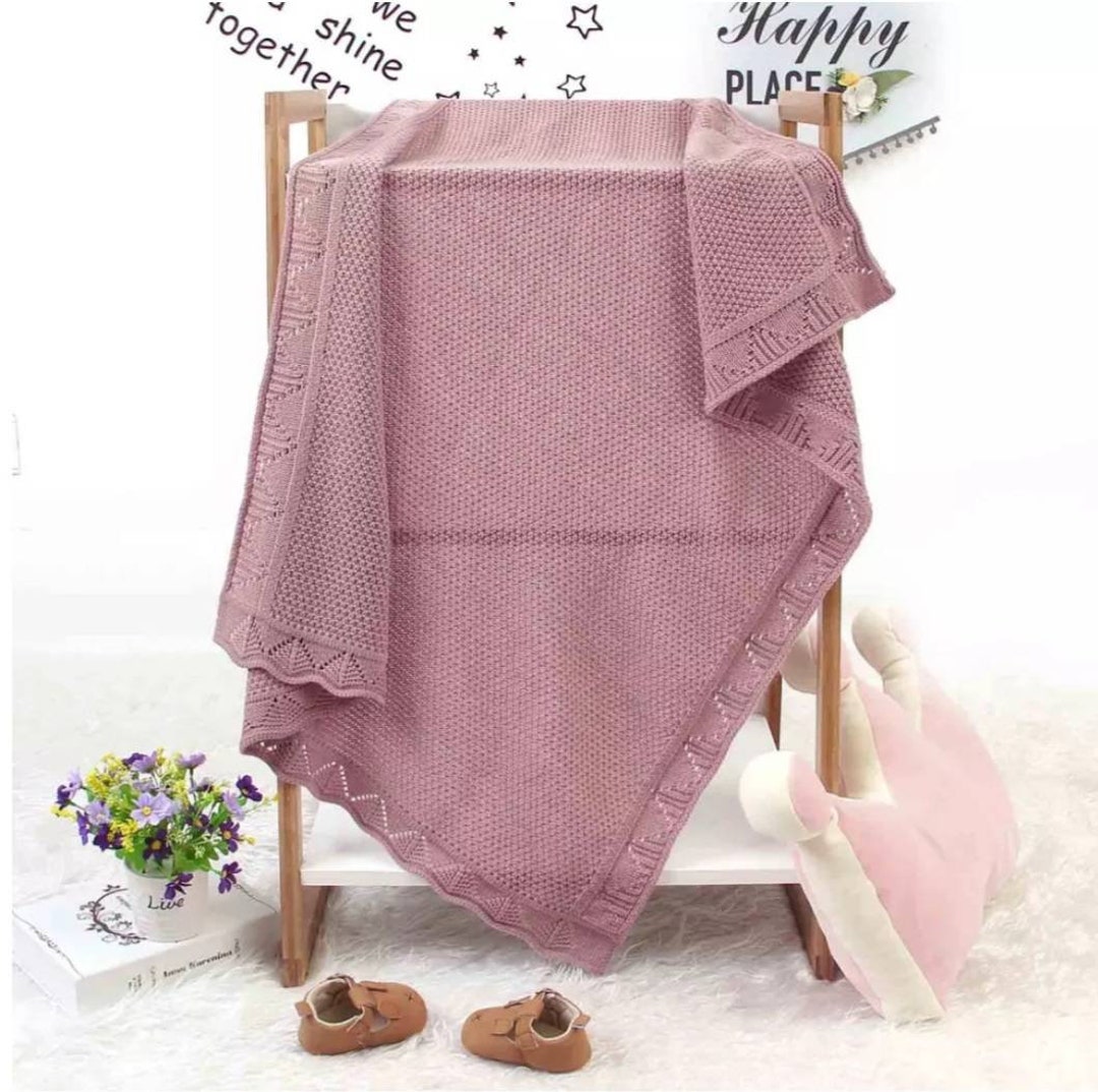Knitted Baby Blanket: Soft Acrylic Pram Blanket (100cm X 80cm) - Etsy