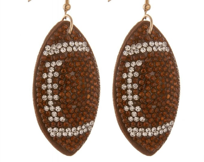 Rhinestone Plush Football Earrings