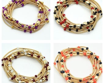 Colored Multi-Strand Beaded Stretch Bracelet Set - Game Day - Collegiate