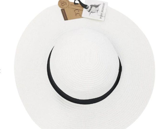 Island Hopping Floppy Wide Brim Hat with Ponytail Opening