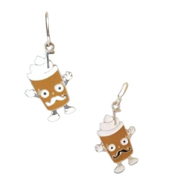 Latte Coffee Man Charm Earrings