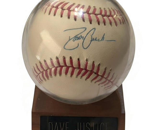Dave Justice Autographed Baseball | Atlanta Braves Signed | MLB Memorabilia | Vintage Baseball Collectible | Baseball Fan Gift