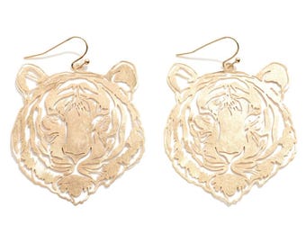 Gold Tiger Cut Out Metal Earrings - Clemson Tigers - Auburn Tigers - LSU Tigers