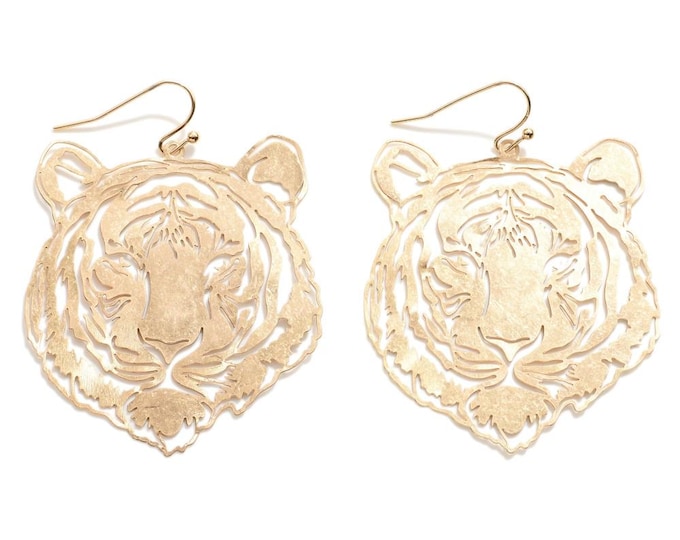 Gold Tiger Cut Out Metal Earrings - Clemson Tigers - Auburn Tigers - LSU Tigers